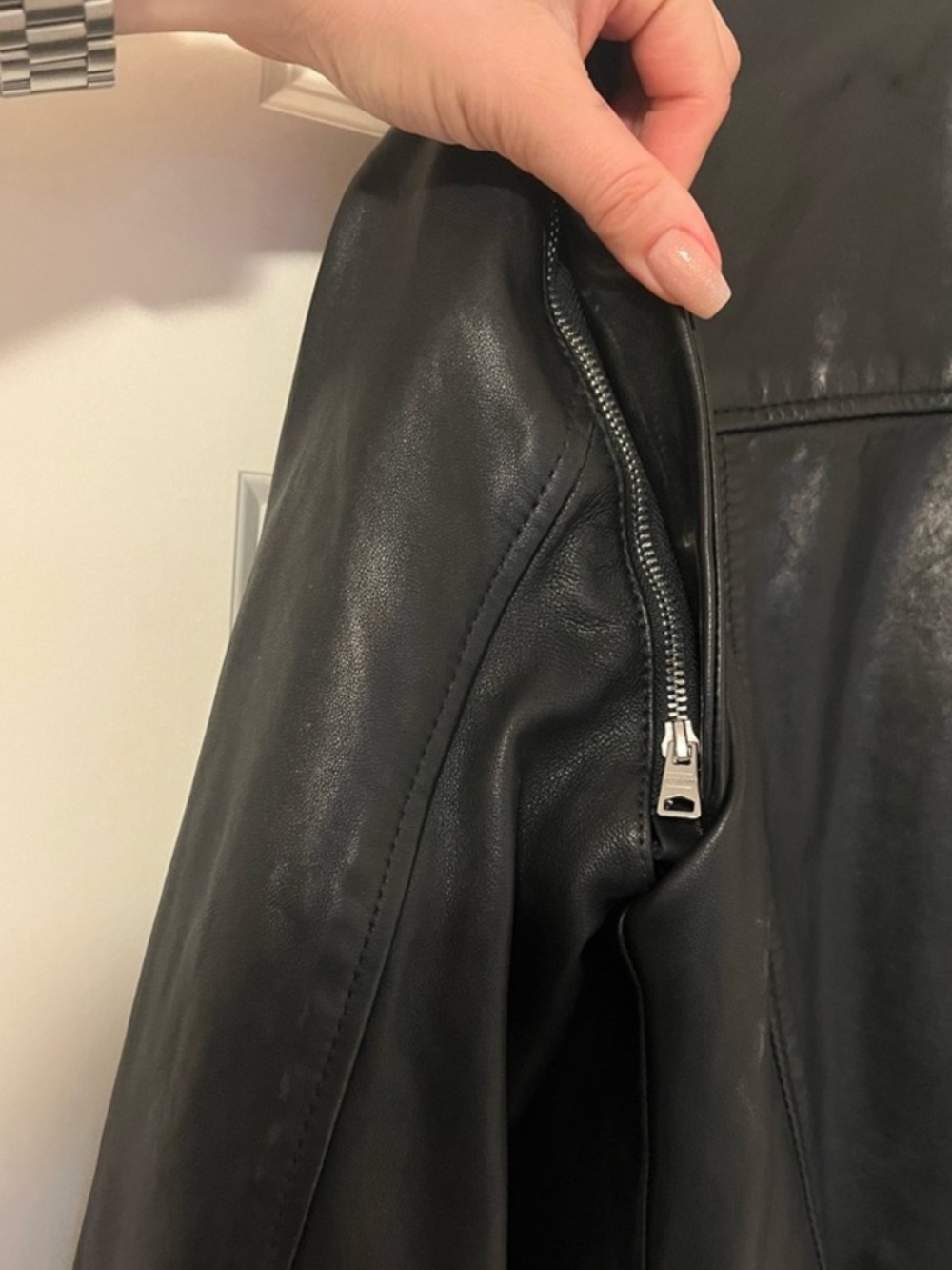 AllSaints Black Leather Biker Jacket 2 in 1 - Picture 14 of 14